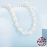 925 Sterling Silver Natural Pearl Necklace Irregular Fresh Water Pearl Neck Chain for Women Elegent Fine Jewelry