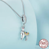 925 Sterling Silver Cute Alpaca Pendant Necklace Animal Charms Neck Chain for Women Birthday Gift Zircon Fine Jewelry