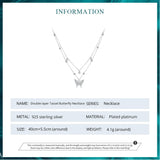 925 Sterling Silver Double-layer Tassel Butterfly Pendant Necklace for Women Engagement Gift Fine Jewelry