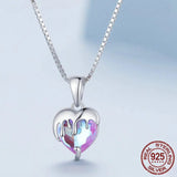 925 Solid Sterling Silver Pink Melted Heart Pendant Necklace for Women Platinum Plated Valentine's Day Gift