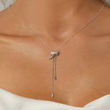 925 Sterling Silver Adjustable Knots Pendant Necklace Y Shape Neck Chain for Women Original Design Trendy Jewelry Gift