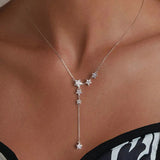 925 Sterling Silver Delicate Falling Stars Pendant Necklace for Women Wedding Party Dainty Fine Jewelry Gift