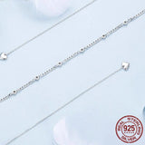 925 Sterling Silver Jewelry Double Layered love Heart Necklace Pendant White Gold Plated Dainty Choker for Women Girls