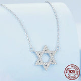 925 Sterling Silver Star of David Pendant Necklace Pave Setting CZ for Women Birthday Gift Fashion Fine Jewelry