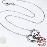 High Quality 925 Sterling Silver Lovely Koala in Heart Pendant Necklaces for Women Fashion Silver Jewelry