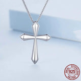 Platinum Plated 925 Solid Sterling Silver Classic Cross Pendant Crucifix Necklace Faithful For Women Girls