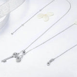 Romantic 925 Sterling Silver Key of Heart Lock Chain Pendant Necklaces for Women Sterling Silver Jewelry Collar