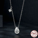 White Gold Plated Moissanite Necklace for Women, 925 Silver Pear/Round Solitaire Moissanite Pendant Valentines Day Gift