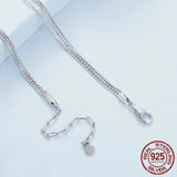 925 Sterling Silver Chic Triple Layer Necklace Box Bead Neck Chain for Women Platinum Plated Original Design Fine Jewelry