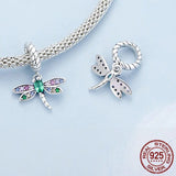 925 Sterling Silver Colorful Zircon Dragonfly Pendant Necklace Dainty Insect Neck Chain for Women Valentine's Day Gift