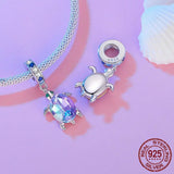 925 Sterling Silver Dazzling Sea Turtle Pendant Necklace Dreamy Ocean Neck Chain for Women Party Fine Jewelry Gift