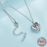 925 Sterling Silver Guardian Wings Pendant Necklace Platinum Plated Feather Neck Chain for Wowen Party Fine Jewelry