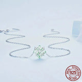 925 Sterling Silver Light Green Four-leaf Clover Pendant Necklace Lucky Neck Chain for Women Trendy Fine Jewelry