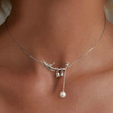 925 Sterling Silver Lily of the Valley Pendant Necklace Shell Pearl Flower Neck Chain for Women Party Fine Jewelry