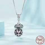 925 Sterling Silver Love Gift Box Dangle Ball Pendant Necklace Pink Heart Zircon Neck Chain for Women Fine Jewelry