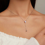 925 Sterling Silver Purple Zircon Lily of the Valley Pendant Necklace Elegent Neck Chain for Women Fine Jewelry