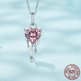 925 Sterling Silver Sparkling Heart Pendant Necklace for Women Simple Silver Necklace Engagement Fine Jewelry