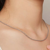 925 Sterling Silver Twisted Silver Necklace Simple Chain Link for Women Platinum Plated Fine Jewelry Gift