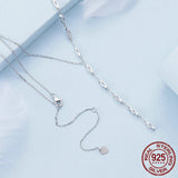 925 Sterling Silver Y-Shaped Pendant Necklace Shiny Waterdrop Long Chain Necklace for Women Engagement Wedding Gift