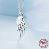 Authentic 925 Sterling Silver Angel Wing Pendant Necklace for Women Birthday Gift Simple Chic Jewelry