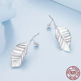 Authentic 925 Sterling Silver Leaf Stud Earrings Leaves Drop Earrings for Women Birthday Gift Fine Jewelry