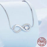 Infinity Love Family Forever Short Chain Necklace for Women Clear CZ 925 Sterling Silver Fashion Jewlery