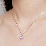 925 Solid Sterling Silver Pink Melted Heart Pendant Necklace for Women Platinum Plated Valentine's Day Gift