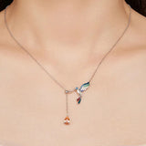 925 Sterling Silver Enamel Process Hummingbird Pendant Necklace Bird Neck Chain for Women Birthday Gift Fine Jewelry