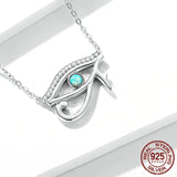 925 Sterling Silver Horus Eye Crystal Necklace Silver Protection Pendant Necklace for Women Girls Fine Jewelry