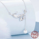 925 Sterling Silver Lily of the Valley Pendant Necklace Shell Pearl Flower Neck Chain for Women Party Fine Jewelry