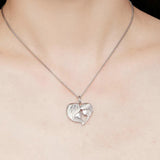 925 Sterling Silver Mother and Daughter Heart Shape Pendant Necklace for Women Birthday Mother's Day Gift Fine Jewelry