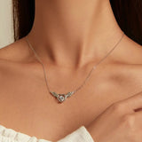 925 Sterling Silver Shiny Zircon Heart Pendant Necklace Guardian Wings Neck Chain for Women Birthday Gift Jewelry