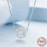 925 Sterling Silver Snowflake Pendant Necklace Shiny Zircon Neck Chain for Women Engagement Gift Fine Jewelry