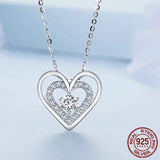 925 Sterling Silver Sparkling Double Heart Pendant Necklace Dancing Heart Neck Chain for Women Valentine's Day Gift