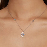 925 Sterling Silver Star and Moon Pendant Necklace Forever Love Neck Chain for Women Valentine's Day Fine Jewelry Gift