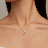 925 Sterling Silver Water-drop Shape Blue Zircon Devil's Eye Pendant Necklace for Women Classic Neck Chain Jewelry