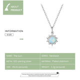 925 Sterling Silver White Opal Sun Pendant Necklace Apollo Chain Necklaces for Women Birthday Gift Jewelry