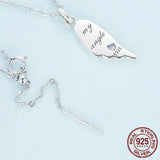 Authentic 925 Sterling Silver Angel Wing Pendant Necklace for Women Birthday Gift Simple Chic Jewelry