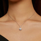 Moissanite Halo Necklace for Women, 1 Carat Lab Grown Diamond 925 Sterling Silver Chain Necklace