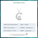 925 Sterling Silver Crescent Moon Pendant Necklace Cute Rabbit Neck Chain for Women Birthday Gift Fine Jewelry