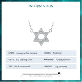 925 Sterling Silver Star of David Pendant Necklace Pave Setting CZ for Women Birthday Gift Fashion Fine Jewelry