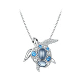 925 Sterling Silver Blue Spinel Sea Turtle Pendant Necklace Pave Setting CZ for Women Valentine's Day Gift