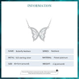 925 Sterling Silver Butterfly Pendant Necklace for Women Birthday Christmas Gift Pave Setting CZ Fine Jewelry