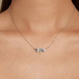 925 Sterling Silver Colorful Enamel Dragonfly Pendant Necklace Dainty Insect Neck Chain for Women Valentine's Day Gift