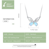 925 Sterling Silver Colorful Opal Butterfly Pendant Necklace Hollow Pattern Insect Neck Chain Women Fine Jewelry