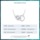 925 Sterling Silver Double Circle Interlock Pendant Necklace Double Ring Collarbone Neck Chain for Women Jewelry