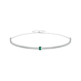 925 Sterling Silver Elegant Emerald Necklace Retro Braided Silver Neck Chain for Women Birthday Gift Fine Jewelry