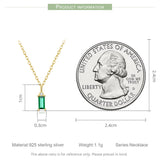 925 Sterling Silver Green Zircon Pendant Necklace for Women Fine Jewelry Plated Gold Link Chain Women Jewelry Gift 17.3''