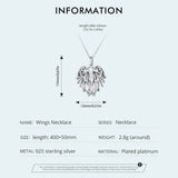 925 Sterling Silver Guardian Wings Pendant Necklace Platinum Plated Feather Neck Chain for Wowen Party Fine Jewelry