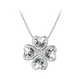 925 Sterling Silver Heart Shapped Lucky Four Leaf Clover Pendant Necklace Black Love Cross Neck Chain for Women